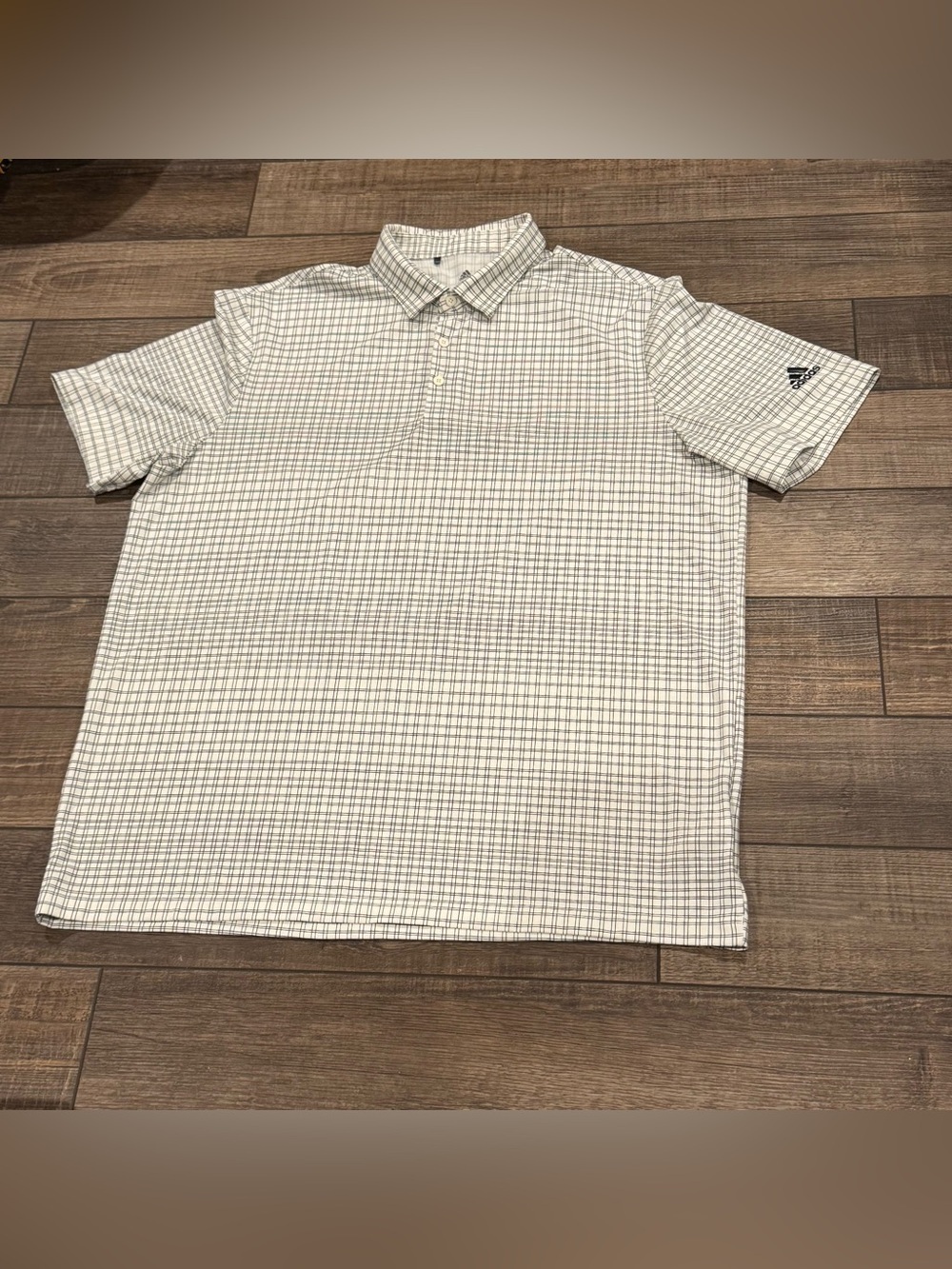 Adidas Polo Shirt Mens XL Plaid Primegreen Solid Golf Performance Top Casual